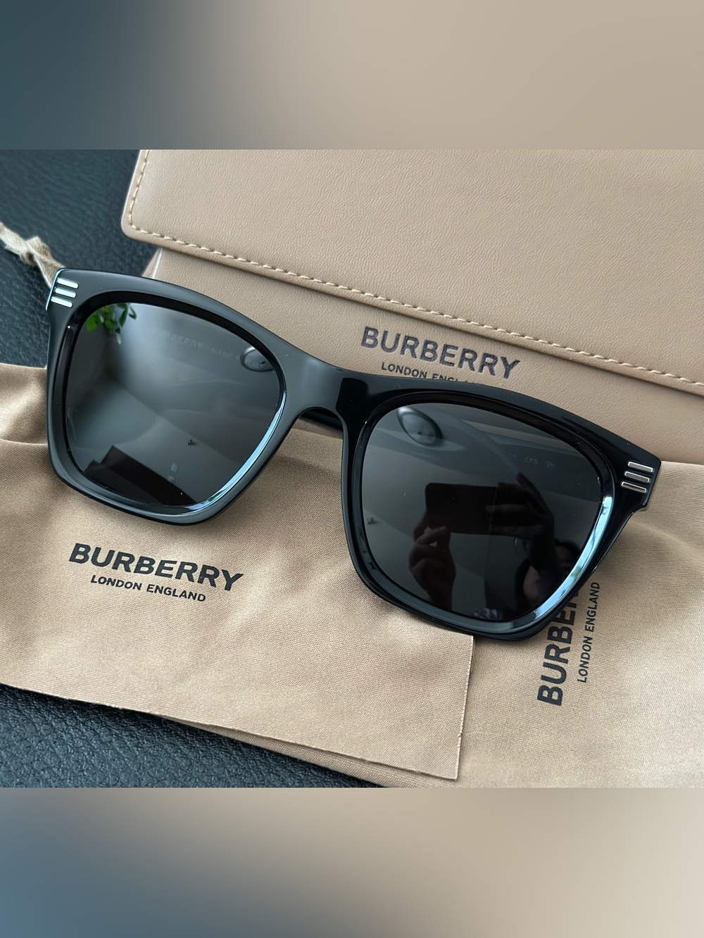 Burberry Black Sunglasses with Beige Case